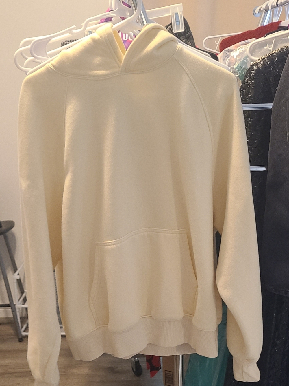DSG Women's Light Yellow Hooded Sweatshirt  Cotton Blend - Casual Pullover, Med
